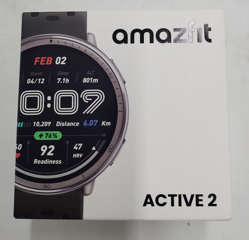 Amazfit Active 2 Round GPS Smartwatch with Heart and Sleep Tracking - Silver/Black