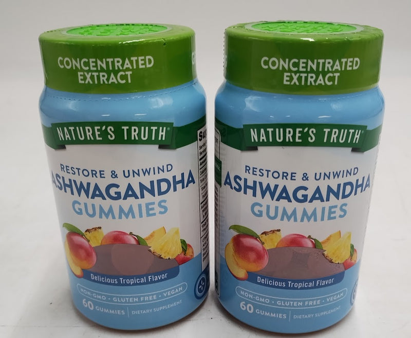 2 PACK Nature's Truth Ashwagandha Vegan Gummies 60ct EXP:01/2027