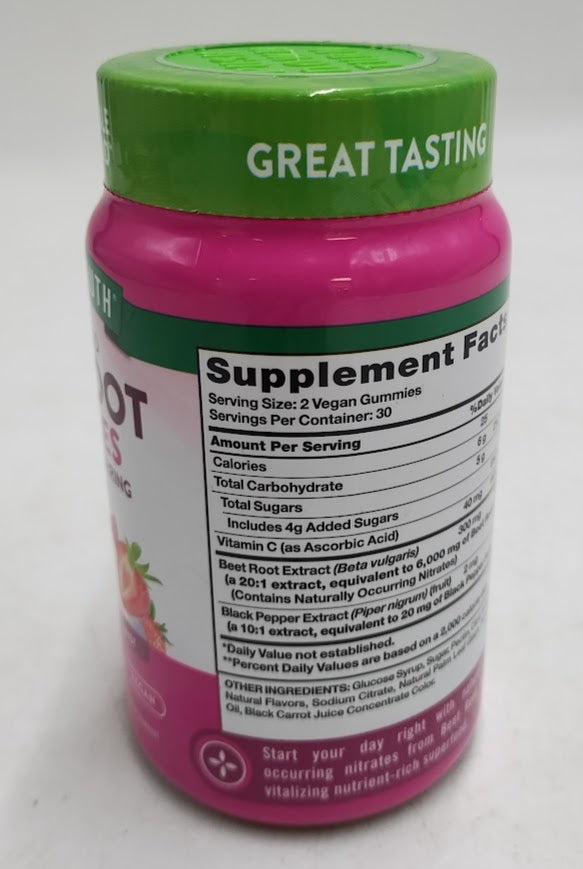 Nature's Truth Beet Root Gummies | 60 Count | Strawberry EXP 02/2027 AFTER