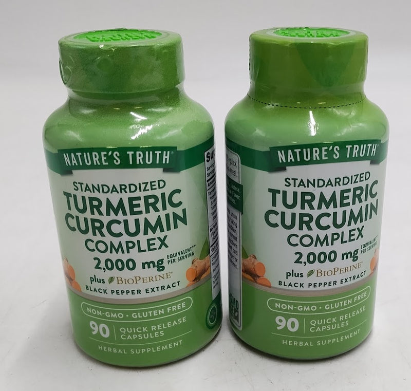 2 PACK Nature's Truth Turmeric Curcumin 2000mg Bioperine 90 Caps EXP 5/27+