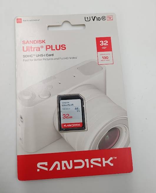 SanDisk Ultra PLUS 32GB SD Memory Card: 130Mbps Data Transfer, Black