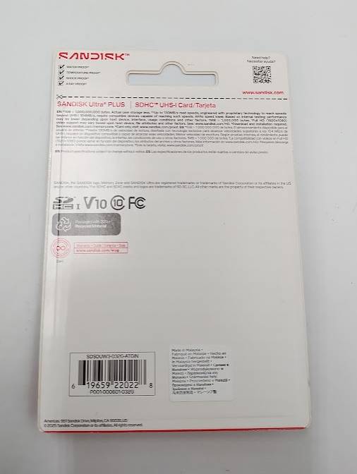 SanDisk Ultra PLUS 32GB SD Memory Card: 130Mbps Data Transfer, Black