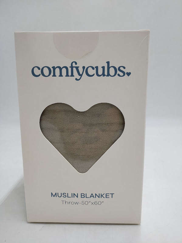 Comfy Cubs Muslin Throw Blanket - 50” x 60” Quilted Design - Lightweight, Breathable 6-Layer - Sage