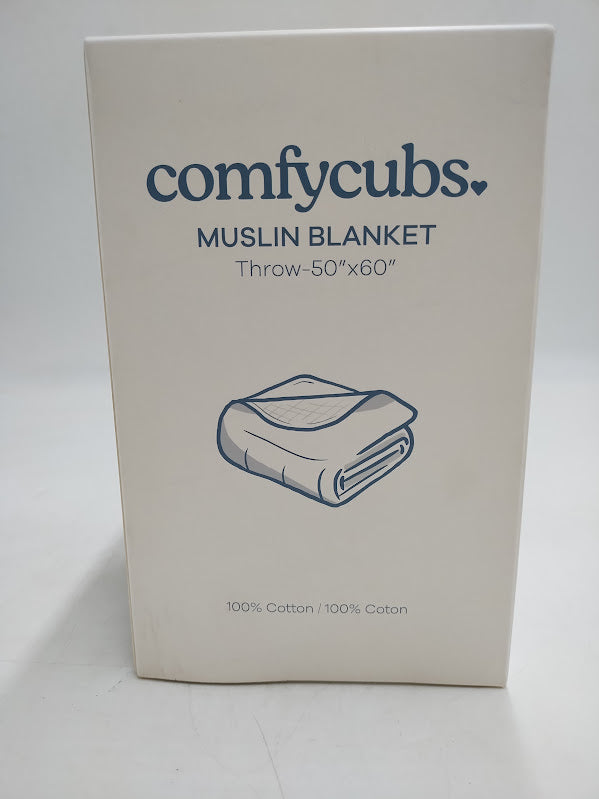 Comfy Cubs Muslin Throw Blanket - 50” x 60” Quilted Design - Lightweight, Breathable 6-Layer - Sage