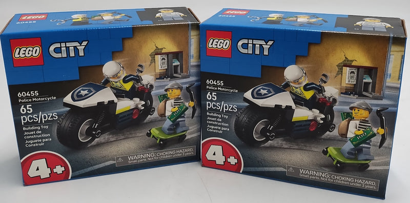 2 PACK LEGO City Police Motorcycle Chase Building Toy 60455