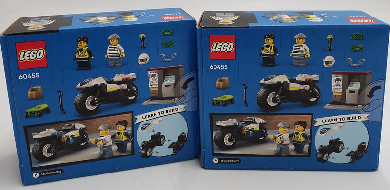 2 PACK LEGO City Police Motorcycle Chase Building Toy 60455