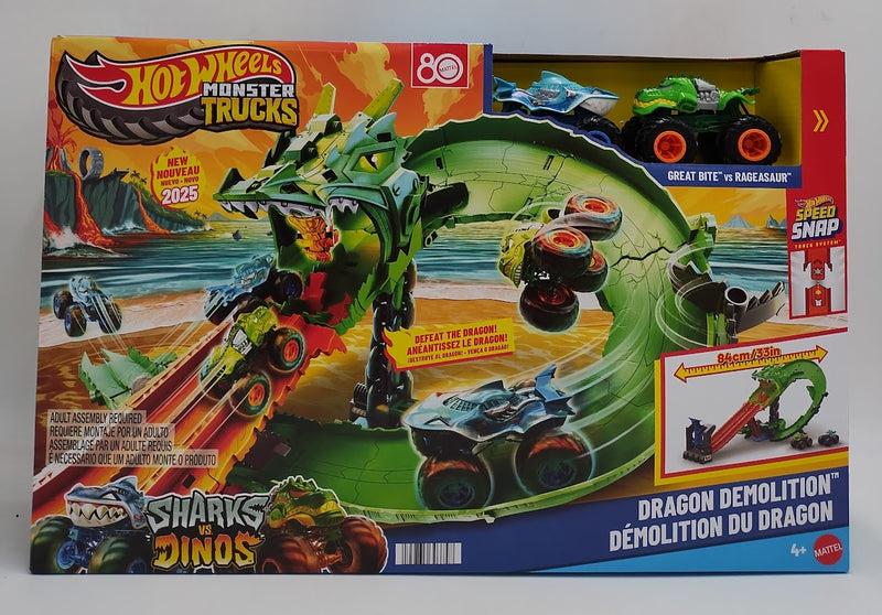 Hot Wheels Monster Trucks Sharks vs. Dinos Dragon Destruction  SEE DETAILS
