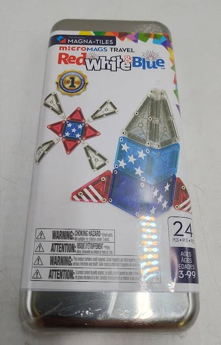 MAGNA-TILES MicroMAGS Travel Set - Red White and Blue