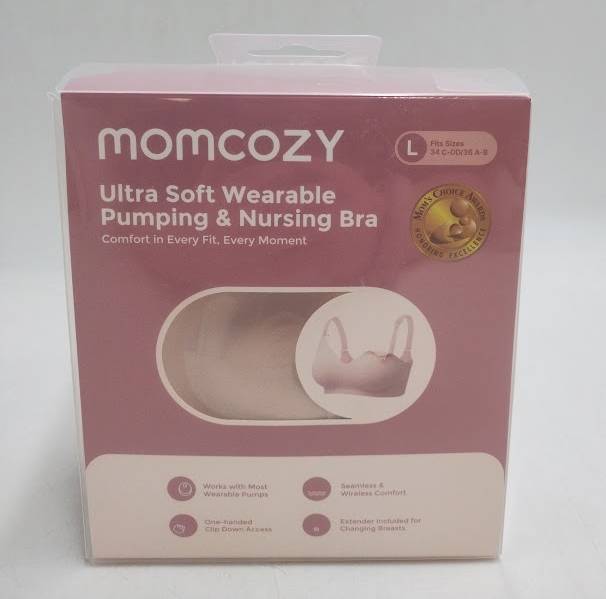 Momcozy Ultra Soft Wearable Pumping & Nursing Bra - Beige - L SEE DETAILS