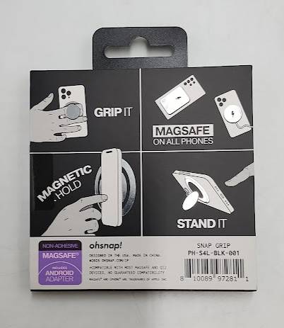 ohsnap! Snap Grip Luxe Magnetic Phone Grip Fits Any Phone - Obsidian Black