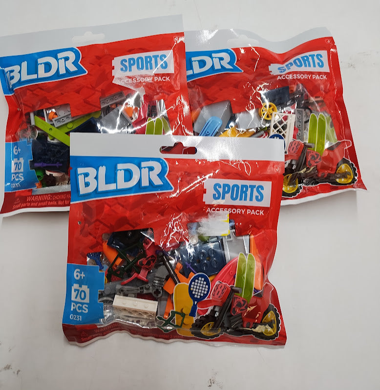 LOT OF 3!! BLDR Sports Pack Accessory Set: 70-Piece Building Kit f