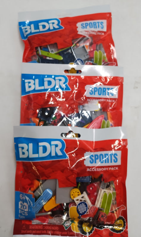 LOT OF 3!! BLDR Sports Pack Accessory Set: 70-Piece Building Kit f