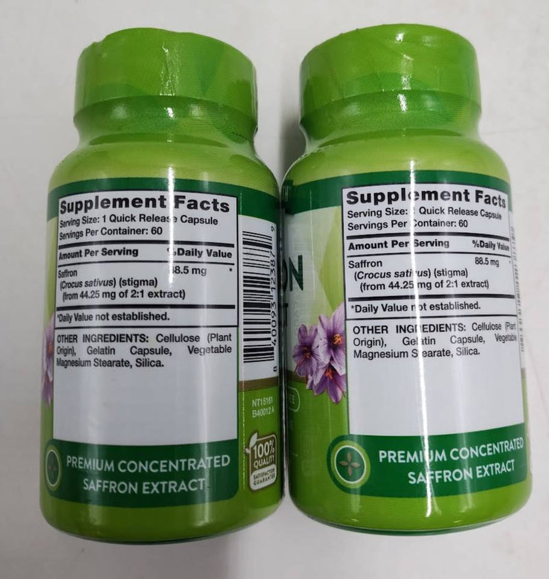 LOT OF 2 Nature's Truth Saffron Extract Capsules | 60 Count EXP: 02/2027