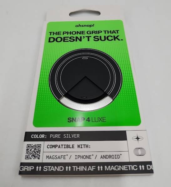 ohsnap! Snap Grip Luxe Magnetic Phone Grip - Ultra Thin - Pure Silver