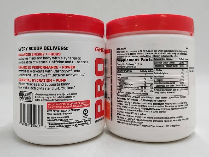 LOT OF 2!!! GNC Pro Performance Pre-Workout Tropical Fruit Punch EXP 01/2027+