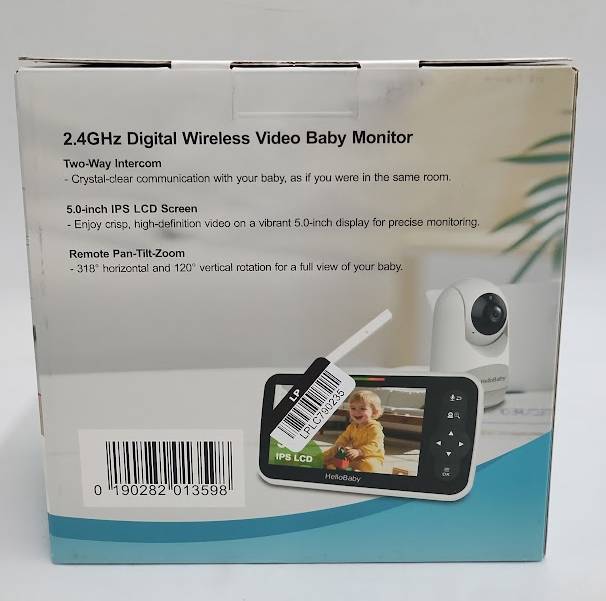 HelloBaby 5" Video Baby Monitor with Remote Pan-Tilt-Zoon (HB6251) - White