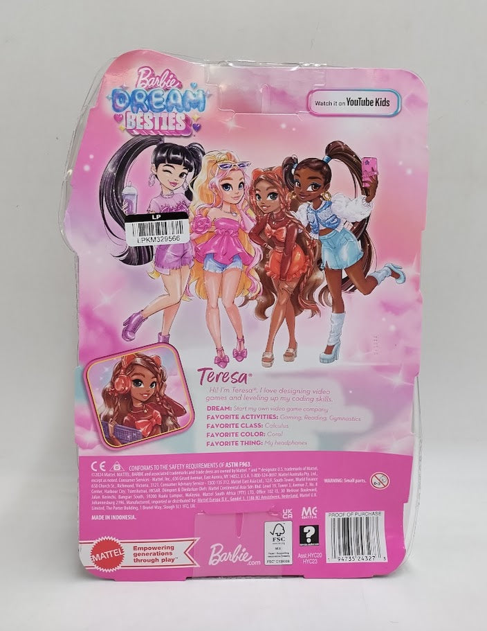 Barbie 11.7" Dream Besties Teresa Fashion Doll Brown Hair/Green Eyes SEE DETAILS