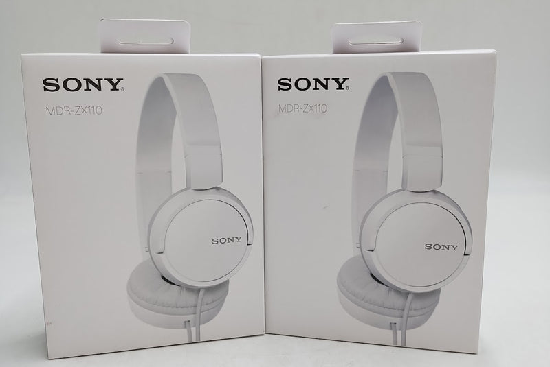 2 PACK!!! Sony ZX Series Wired On Ear Headphones - White (MDR-ZX110)