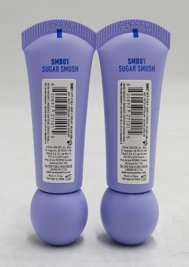 LOT OF 2!! NYX Makeup Smushy Soft Matte Tinted Lip Balm - Sugar Smush 0.27 floz