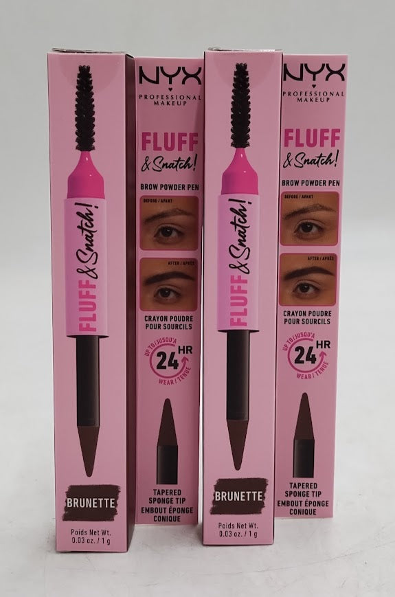 LOT OF 2!! NYX Makeup Fluff & Snatch Brow Powder Eyebrow Pen 06 Brunette 0.03oz