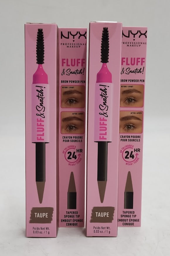 LOT OF 2!! NYX Makeup Fluff & Snatch Brow Powder Eyebrow Pen 02 Taupe - 0.03oz