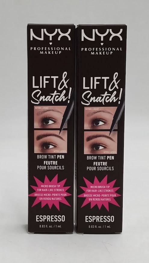 LOT OF 2!! NYX Makeup Lift N Snatch! Brow Tint Pen - Espresso - 0.03 fl oz