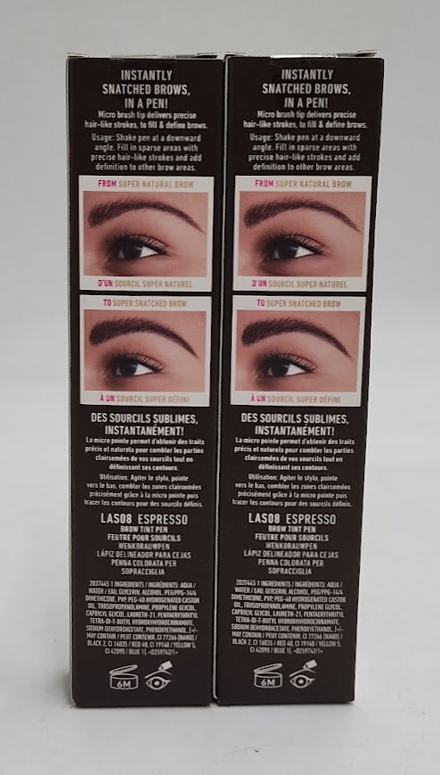 LOT OF 2!! NYX Makeup Lift N Snatch! Brow Tint Pen - Espresso - 0.03 fl oz