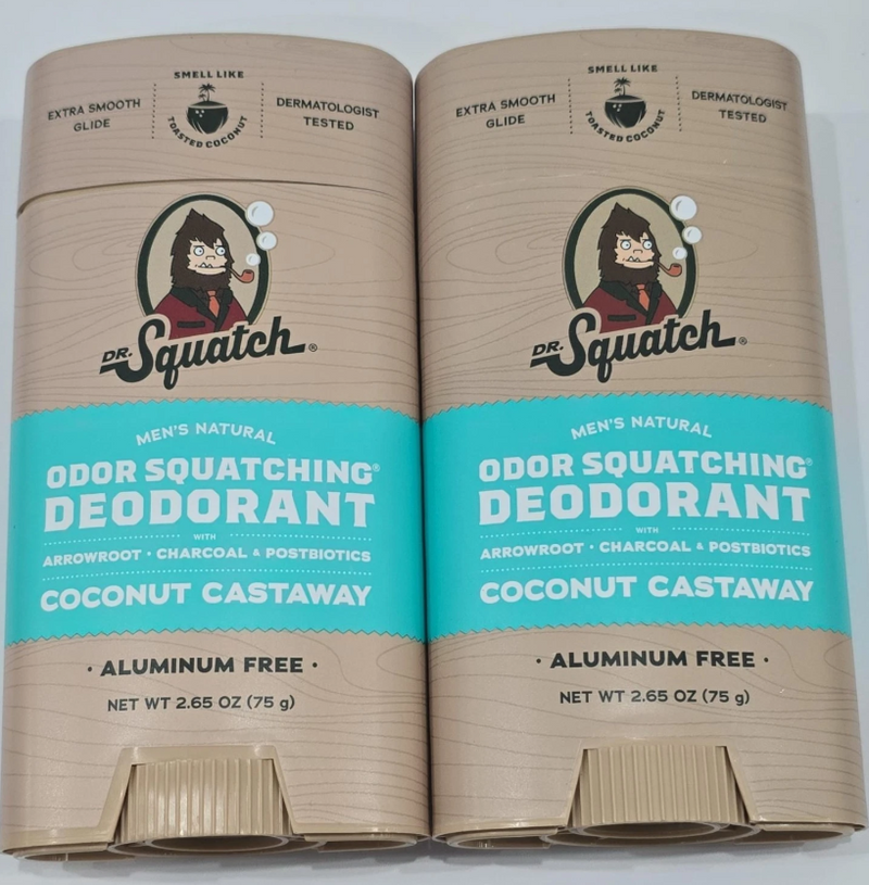 LOT OF 2!!! DR. SQUATCH Men's Natural Deodorant - Coconut Castaway - 2.65oz