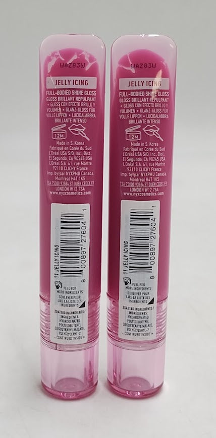 LOT OF 2!! NYX Makeup Jelly Job Peptide Lip Gloss - 11 Jelly Icing 0.25 fl oz