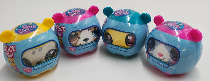 LOT OF 4!!! Littlest Pet Shop Surprise Reveal Collectible Plush Pets