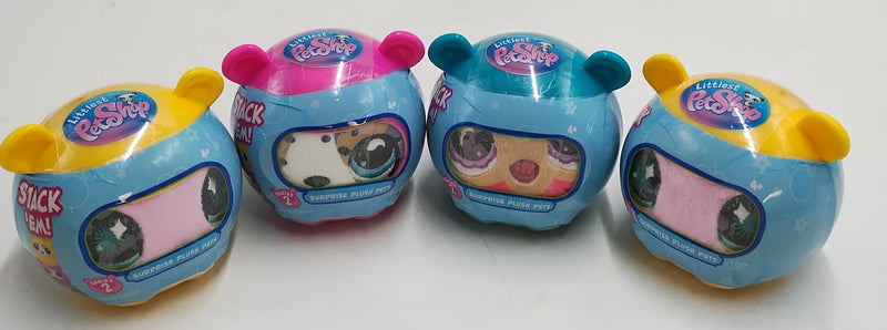 LOT OF 4!!! Littlest Pet Shop Surprise Reveal Collectible Plush Pets