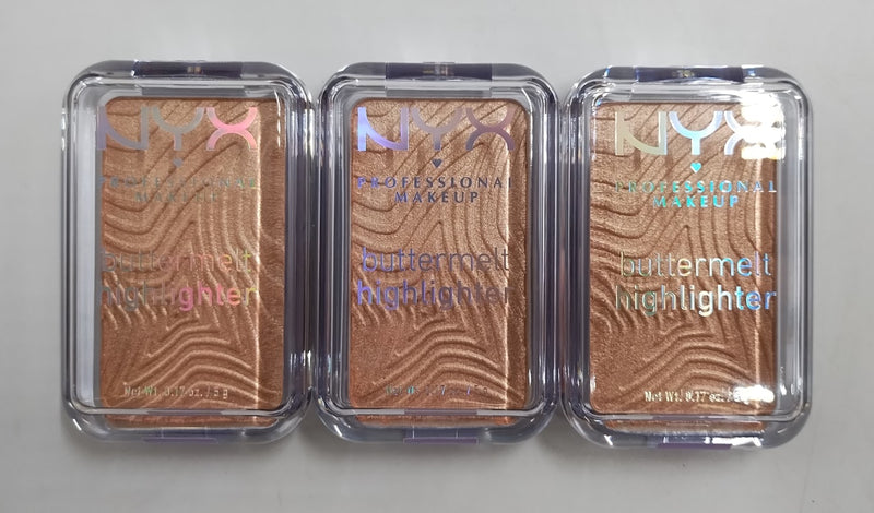 LOT OF 3 NYX Buttermelt Powder Highlighter - 10 Glaze It Butta - 0.17 oz