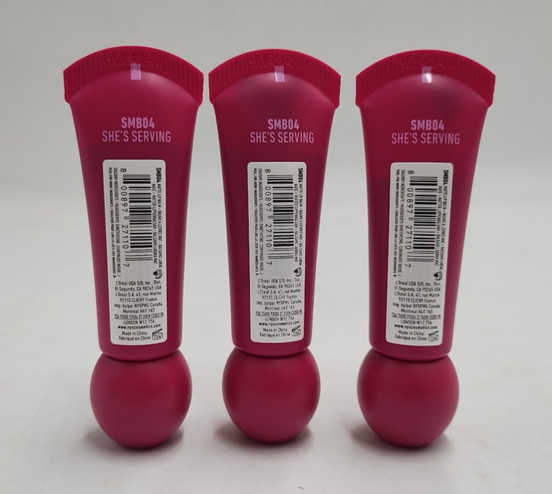 LOT OF 3!!! NYX Smushy Soft Matte Tinted Lip Balm - She's Serving