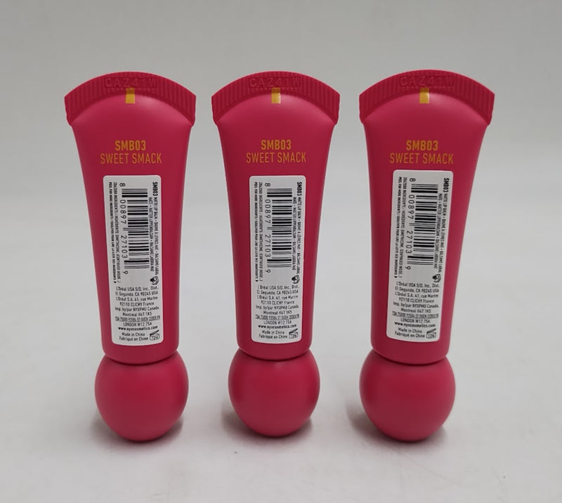LOT OF 3!!! NYX Smushy Soft Matte Tinted Lip Balm - Sweet Smack - 0.27 fl oz