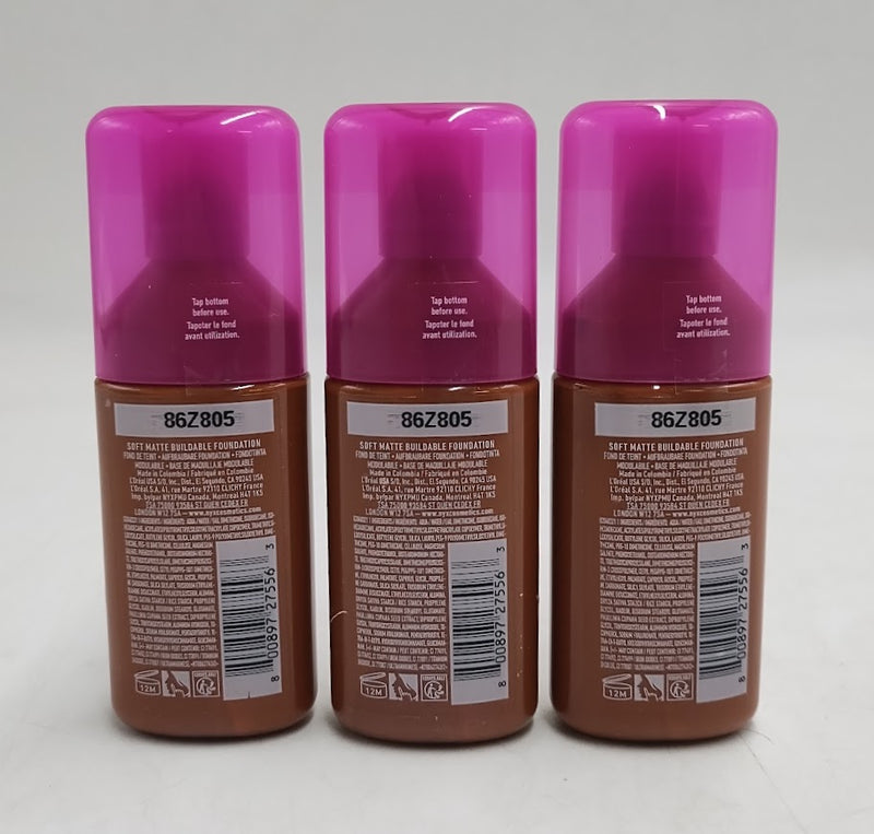 LOT OF 3!!! NYX Make 'Em Wonder 24H Soft Matte Foundation - 38 Deep Truffle