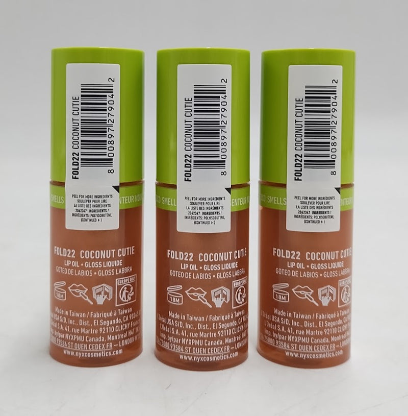 LOT OF 3!!! NYX Professional Makeup Fat Oil Lip Drip - Coconut Cutie 0.16 fl oz