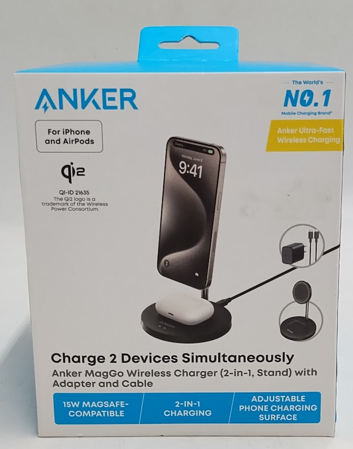 Anker Qi2.1 15W Wireless Stand with Battery Charger