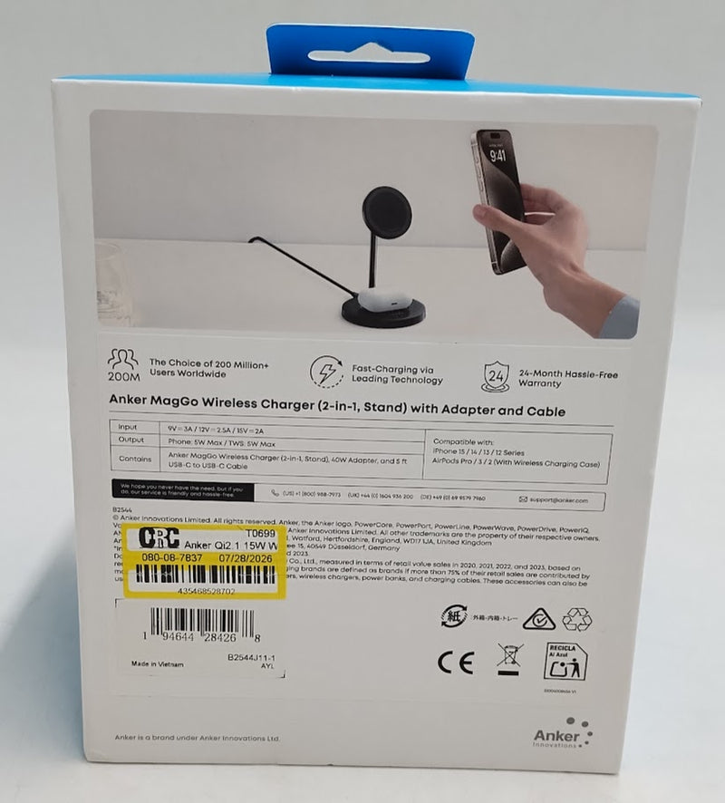 Anker Qi2.1 15W Wireless Stand with Battery Charger