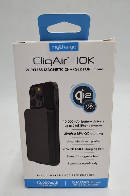 myCharge 10000mAh 20W CliqAir Qi2 Wireless Magnetic Power Bank - Black