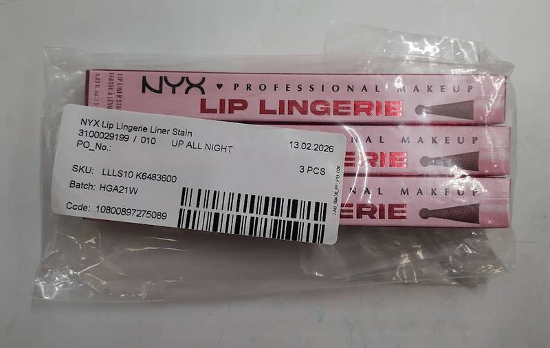 LOT OF 3!!! NYX Lip Lingerie Lip Liner Stain - 10 Up All Night - 0.03 fl oz