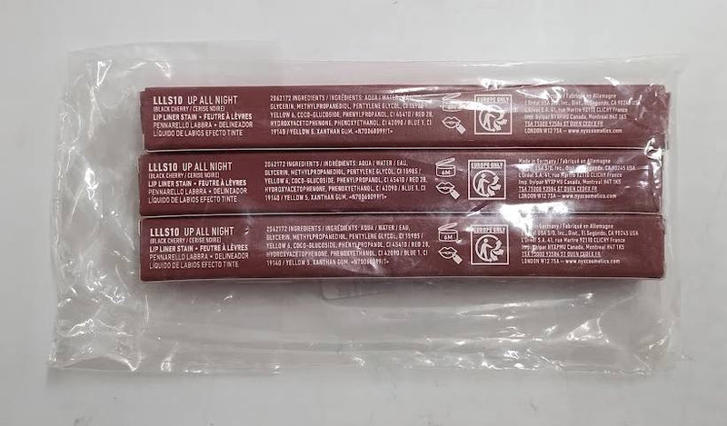 LOT OF 3!!! NYX Lip Lingerie Lip Liner Stain - 10 Up All Night - 0.03 fl oz