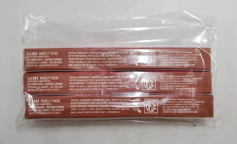 LOT OF 3!!! NYX Lip Lingerie Lip Liner Stain - 03 Barely There - 0.03 fl oz