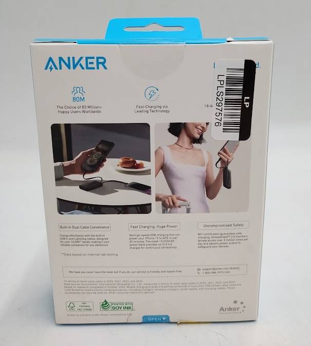 Anker 5000mAh 30W Fusion Power Bank - Black: Rechargeable