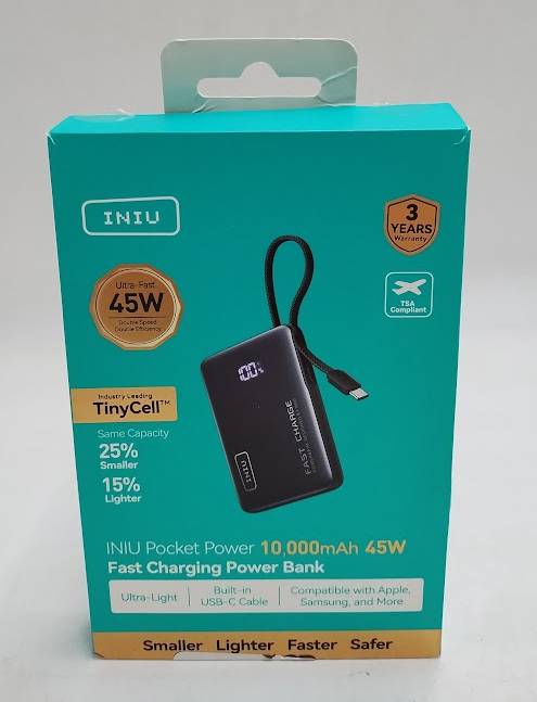 INIU Pocket Power 45W Fast Charging 10000mAh Power Bank **BRAND NEW, OPEN BOX**