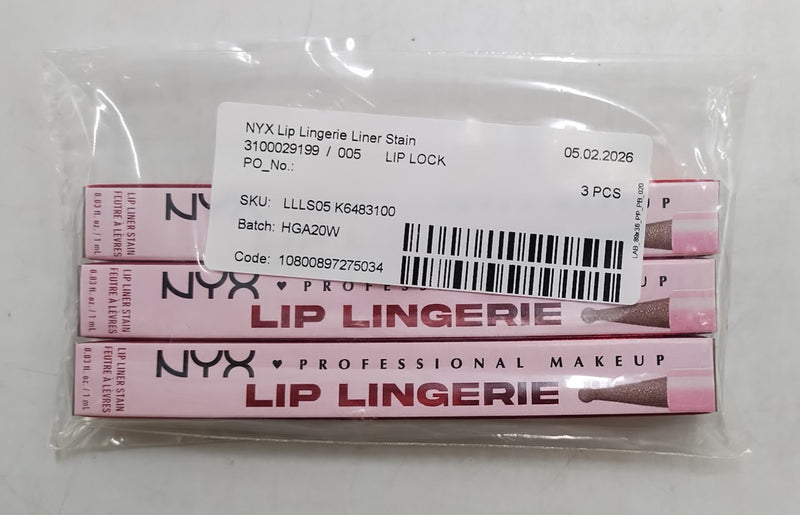 LOT OF 3!!! NYX Lip Lingerie Lip Liner Stain - 05 Lip Lock - 0.03 fl oz