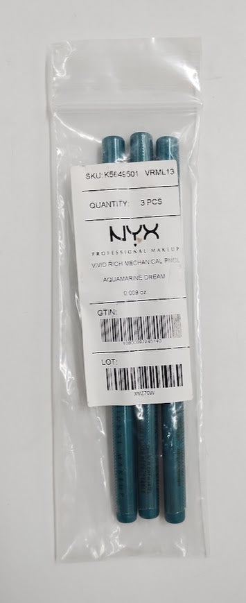 LOT OF 3!!! NYX Vivid Rich Mechanical Eye Pencil - 13 Aquamarine Dream - 0.05oz