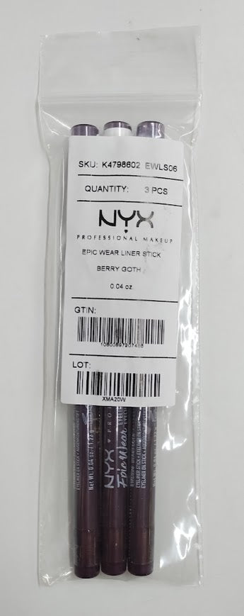 LOT OF 3!!! NYX Epic Wear Liner Stick Long-lasting Eyeliner Pencil - Berry Goth