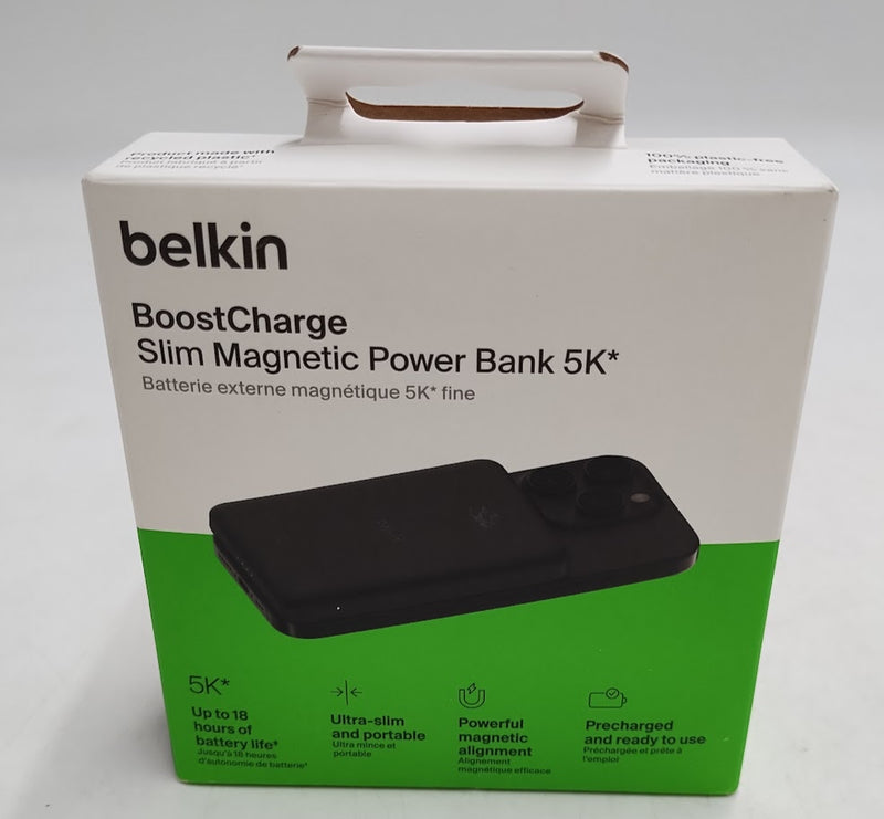 Belkin 5000 mAh 7.5w Magnetic Wireless Power Bank USB-C Port - Black