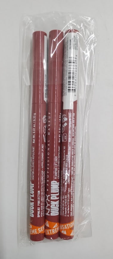 LOT OF 3!!! NYX Duck Plump Plumping Lip Liner - Pinkjection - 0.01oz