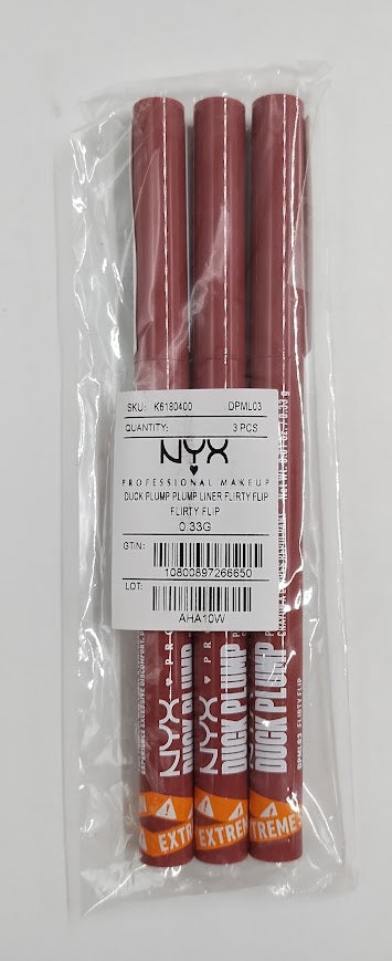 LOT OF 3!!! NYX Duck Plump Plumping Lip Liner - Flirty Flip - 0.01oz